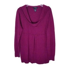New York & Company Comfort Zone Hooded Pullover Sweater Women Size XL Maroon